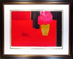 カトラン「赤いテーブルの紫陽花と赤ピーマン」