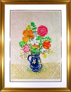 ポール・アイズピリ「青い花瓶の赤とオレンジの花束」